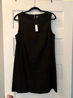 NWT! GAP Size M black linen a-line mini dress